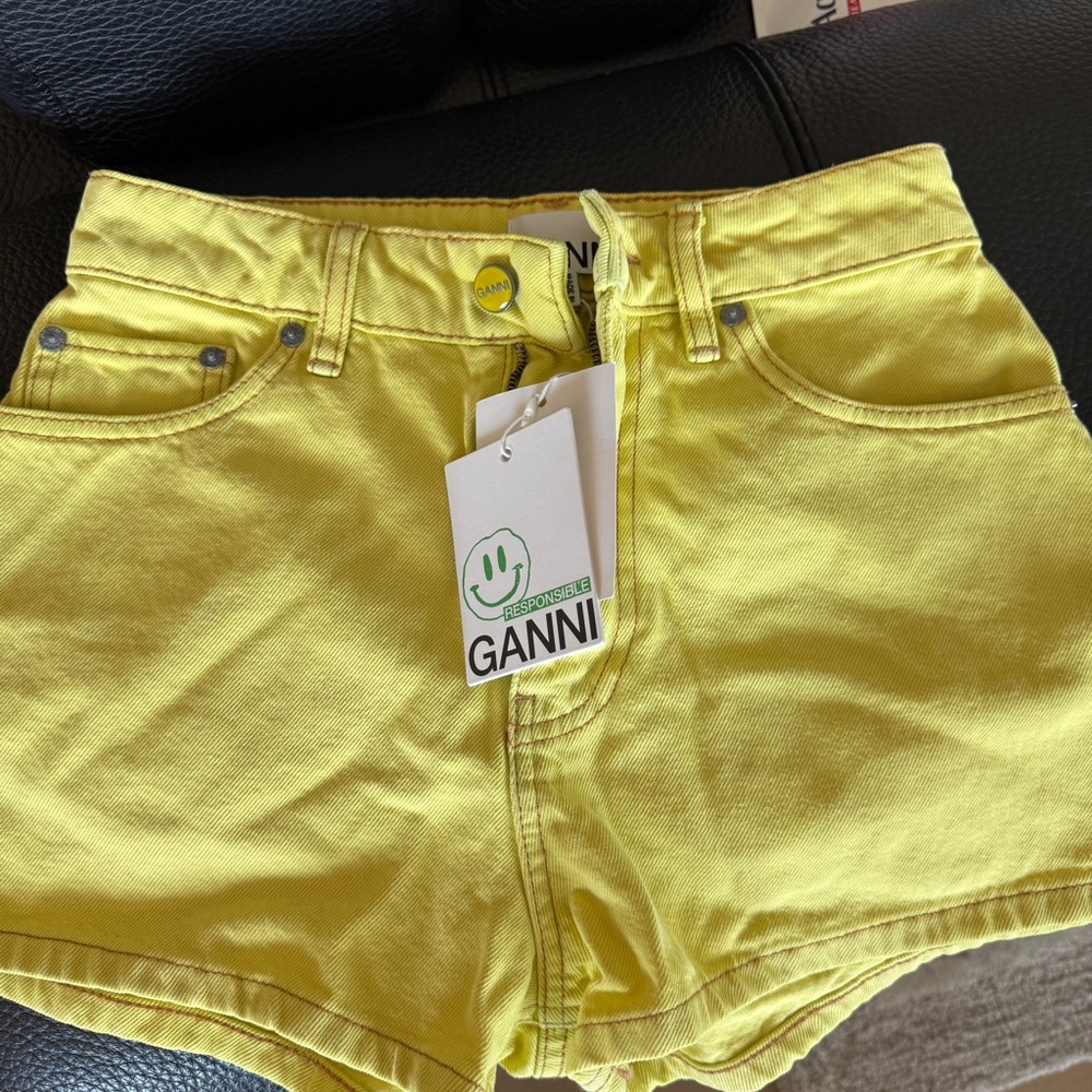Ganni Women's Yellow denim Shorts